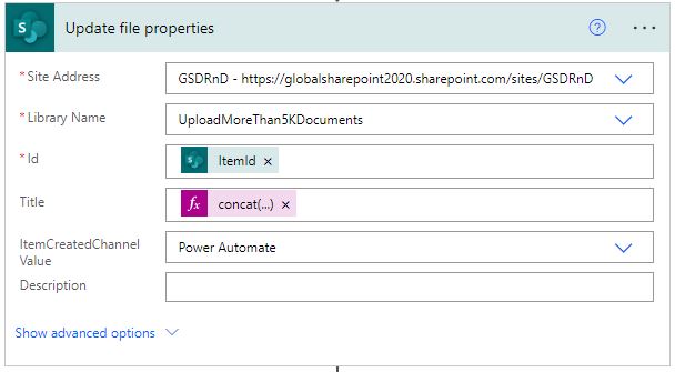 Update file properties in Power Automate