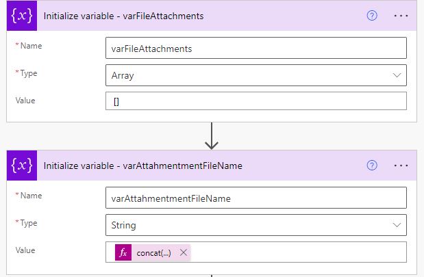 Create array variable in Power Automate