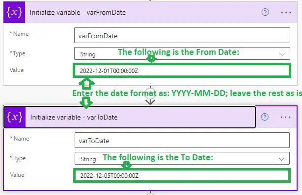 Filter SharePoint list by date range Power Automate