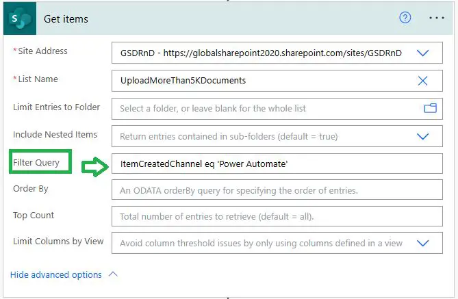 Filter query in Power Automate Get Items