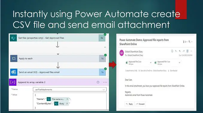 Instantly using Power Automate create CSV file and send email attachment