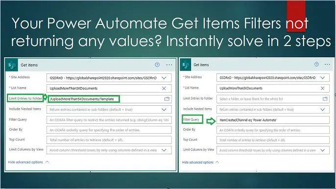 Your Power Automate Get Items Filters not returning any values - Instantly solve in 2 steps