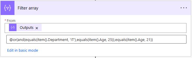 Power Automate Filter array with AND OR expression