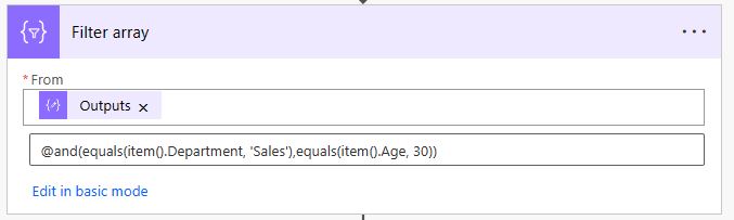Power Automate Filter array with AND and equals expression
