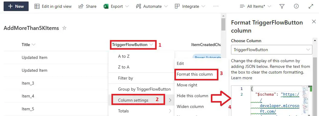 Steps to format this column in SharePoint Online list